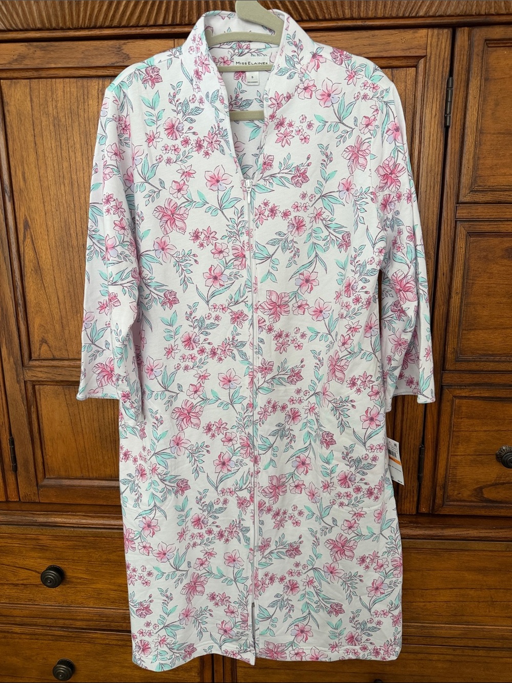 NWT Miss Elaine Floral Zip up Robe Duster House Coat Small